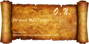 Orova Nándor névjegykártya